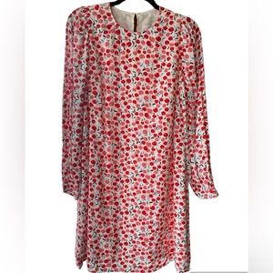 Ann Taylor Loft Women’s Cherry Print Shift Dress 3/4 Sleeve Comfy New Medium